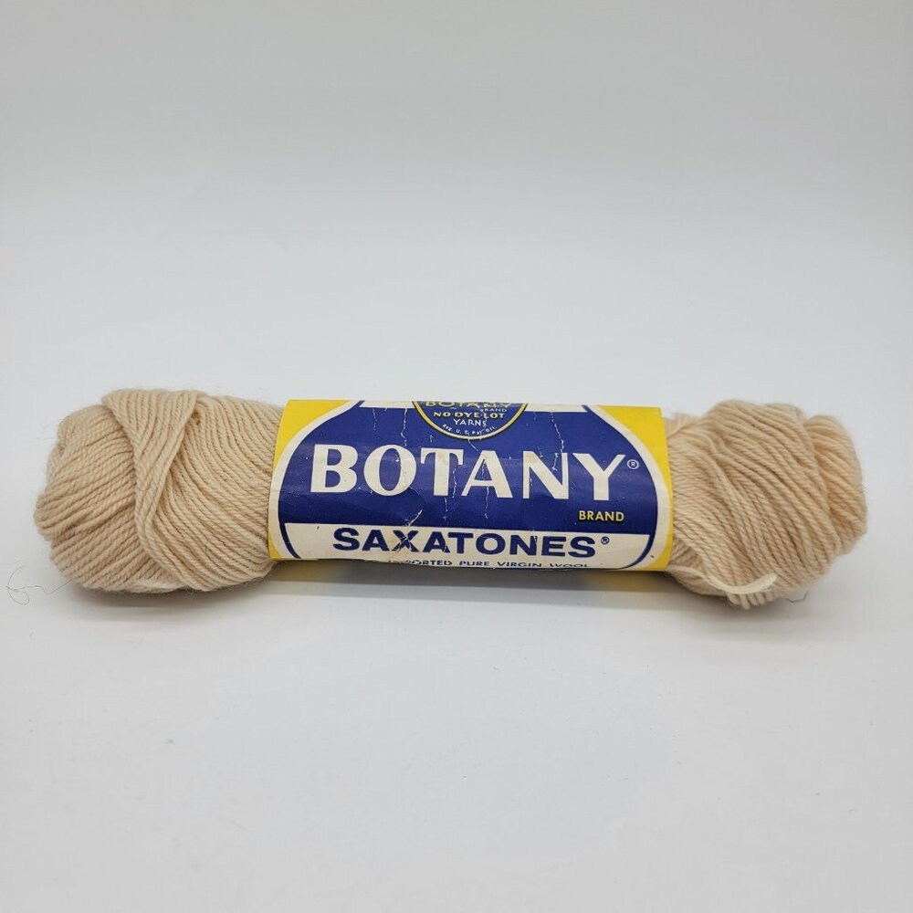 Vintage‎ Botany Brand Saxatones 100% Pure Virgin Wool Yarn Beige 1 Oz NEW OS